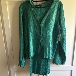 NWT Animari Camille Button Down Set | Green | Large